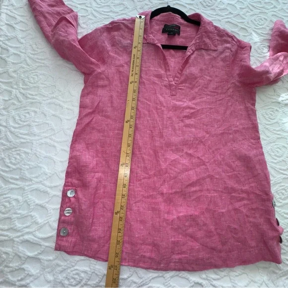 (I)  Tahari Linen Pullover Tunic Blouse - Picture 8 of 10